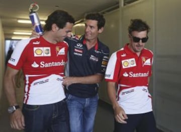 Pedro de la Rosa, Mark Webber y Fernando Alonso.