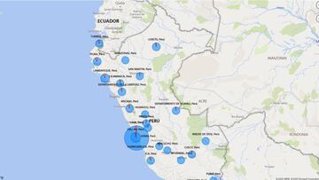 Mapa de casos por coronavirus por departamento en Perú: hoy, 4 de mayo