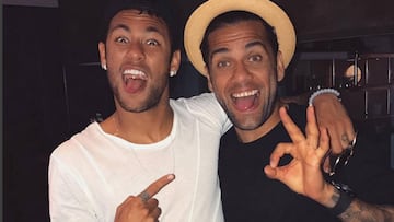 Dani Alves y Neymar se re¨²nen antes de la final de Cardiff