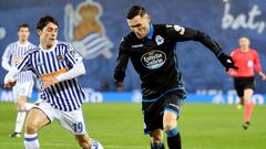 Lucas P&eacute;rez, durante el partido frente a la Real Sociedad.