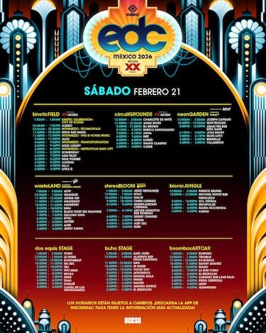 EDC México hoy: cartelera, horarios, escenarios y cómo llegar | 21 de febrero 2026