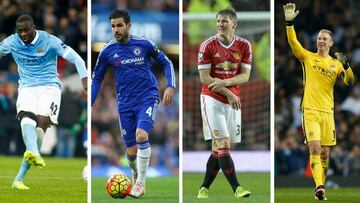 Yaya Tour&eacute;, Cesc F&agrave;bregas, Bastian Schweinsteiger y Joe Hart.