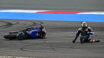 Álex Rins, tras la caída de este domingo en Assen.