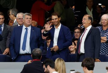 Rafael Nadal en el palco del estadio Santiago Bernabéu.