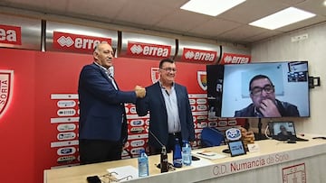 De Pedro y Jim¨¦nez, con Morales en la pantalla, los hombres fuertes del Numancia.