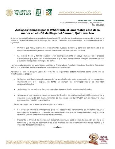 Camillero del IMSS involucrado en muerte de niña en elevador es puesto en libertad: esto dicen las autoridades