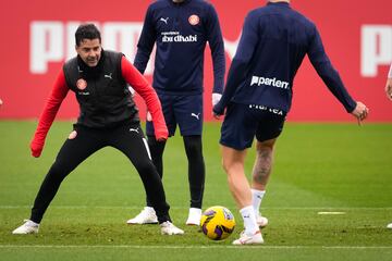 Michel, durante el ltimo entrenamiento del Girona.