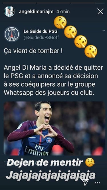 Di María niega que haya dicho a sus compañeros que se va del PSG: "Dejen de mentir"