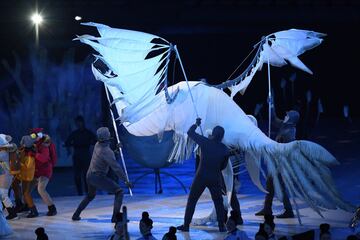 PYEONGCHANG-GUN, SOUTH KOREA - FEBRUARY 09:  Dancers perform during the Opening Ceremony of the PyeongChang 2018 Winter Olympic Games at PyeongChang Olympic Stadium on February 9, 2018 in Pyeongchang-gun, South Korea.  (Photo by Harry How/Getty Images)