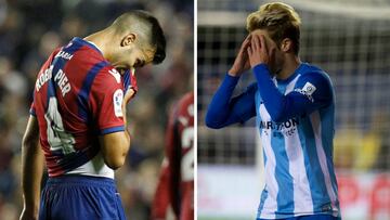 Róber Pier, jugador del Levante y Keko, jugador del Málaga.