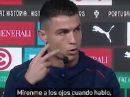 Cristiano Ronaldo en rueda de prensa de Portugal.