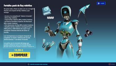 Fortnite: pack de Ray Robótica ya disponible; precio y contenidos