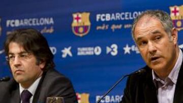 <b>SERIEDAD. </b>Toni Freixa, portavoz de la junta, y Andoni Zubizarreta, director deportivo, atendieron ayer a los medios de comunicación.