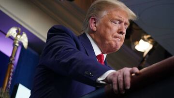 Donald Trump durante conferencia de prensa en la Casa Blanca, DC. Marzo 31, 2020.