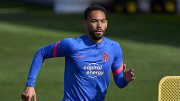 Matheus Cunha, en el entrenamiento del Atlético