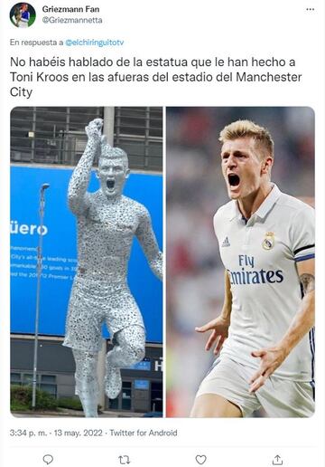 memes graciosos sobre la estatua de Agüero y su parecido con Toni Kroos