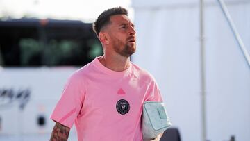Inter Miami's Argentine forward #10 Lionel Messi arrives for the Major League Soccer (MLS) football match between Inter Miami CF and the New York Red Bulls at Chase Stadium in Fort Lauderdale, Florida, on May 4, 2024. (Photo by Chris ARJOON / AFP)