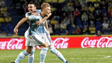 Daniel Wass celebra un gol durante el partido en el Estadio de Gran Canaria. 