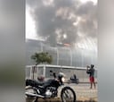 El impresionante incendio del estadio Arena Castelao
