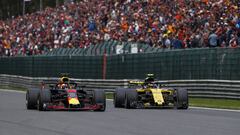 03 RICCIARDO Daniel (aus), Aston Martin Red Bull Tag Heuer RB14, 55 SAINZ Carlos (spa), Renault Sport F1 Team RS18, action during the 2018 Formula One World Championship, Belgium Grand Prix from August 23 to 26 in Spa -Francorchamps, Belgium -  *** Local Caption *** .