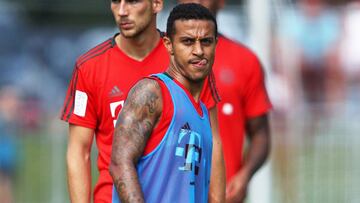 Thiago entrenando con el Bayern.