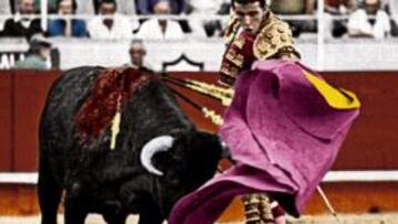 <b>EN PLENA FAENA. </b>Luis Parra durante su etapa como torero.