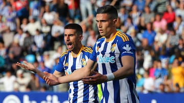 09/04/23 PARTIDO SEGUNDA DIVISION
PONFERRADINA - LEGANES 
Dani Ojeda de la SD Ponferradina y Edu Espiau de la SD Ponferradina