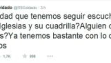 Roberto Soldado critica en twitter a Podemos e Iglesias