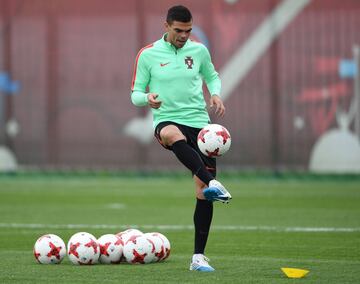 KAZAN, RUSSIA - JUNE 27:  Cristiano Pepe of Portugal in action during a training session at Stadium Rubin on June 27, 2017 in Kazan, Russia.  (Photo by Laurence Griffiths/Getty Images)