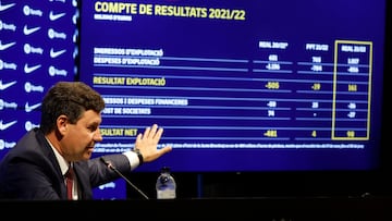 Soccer Football - FC Barcelona Press Conference - Camp Nou, Barcelona, Spain - October 6, 2022 FC Barcelona economic vice president Eduard Romeu during the press conference REUTERS/Albert Gea