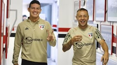 James Rodríguez y Rafinha en Sao Paulo