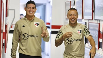 James Rodríguez y Rafinha en Sao Paulo