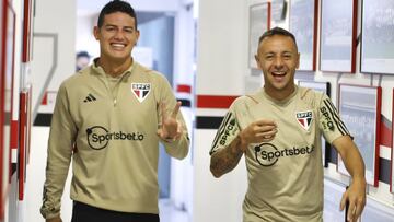 James Rodríguez y Rafinha en Sao Paulo