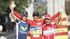 Valverde, Contador y &#039;Purito&#039;, en el podio de la Vuelta a Espa&ntilde;a 2012.