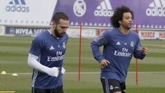 Carvajal y Marcelo, durante un entrenamiento.