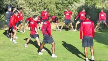 <b>A TOPE. </b>La plantilla del Atlético, en uno de los entrenamientos en Los Ángeles de San Rafael, la semana pasada.