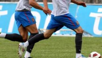 <b>JUNTOS. </b>Cristiano se entrenó ayer con Coentrao.