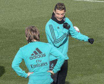 Cristiano with team-mate Luka Modric.