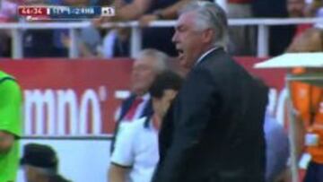 Ancelotti mostró su enfado tras el penalti cometido por Ramos