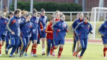 La Selecci&oacute;n Absoluta, durante un entrenamiento en Las Rozas. 