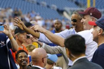 Barack Obama is a big baseball fan and was present at the annual match between democrats and republicans from Congress in June 2015.