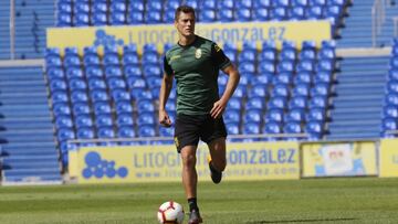 Mart&iacute;n Mantovani, durante un entrenamiento de Las Palmas.