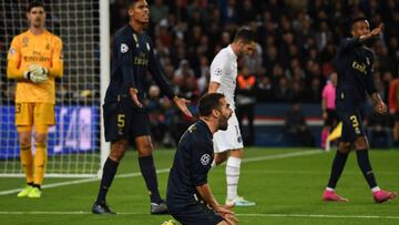 Carvajal, durante el encuentro ante el PSG en Par&iacute;s.