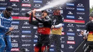 Amaury Pierron winning at UCI DH World Cup in Val di Sole, Italy on June 15, 2024 // Bartek Wolinski / Red Bull Content Pool // SI202406150214 // Usage for editorial use only //