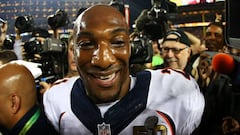 (FILES) This file photo taken on February 6, 2016 shows Aqib Talib #21 of the Denver Broncos celebrating after defeating the Carolina Panthers during Super Bowl 50 at Levi&#039;s Stadium in Santa Clara, California. 
 Denver Broncos cornerback Aqib Talib was released from hospital on June 6, 2016, a day after he was shot in the lower right leg in Dallas. Dallas-area television station WFAA reported that Talib&#039;s recollection of the incident in the early hours of June 5 morning was hazy.
  / AFP PHOTO / GETTY IMAGES NORTH AMERICA / RONALD MARTINEZ