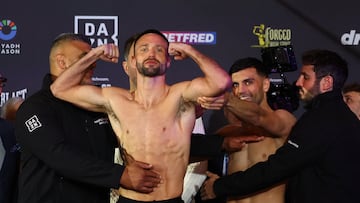 Boxing - Josh Taylor v Jack Catterall Weigh-In - First Direct Arena, Leeds, Britain - May 24, 2024 Josh Taylor and Jack Catterall pose during the weigh-in Action Images via Reuters/Molly Darlington