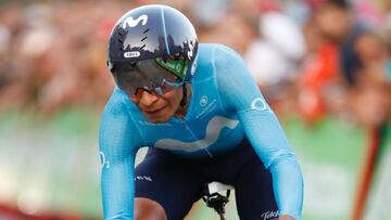 Nairo Quintana durante la primera etapa de La Vuelta a Espa&ntilde;a 2018