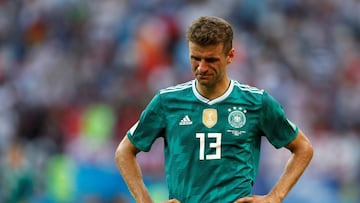 Soccer Football - World Cup - Group F - South Korea vs Germany - Kazan Arena, Kazan, Russia - June 27, 2018   Germany&#039;s Thomas Muller looks dejected after the match as they go out of the World Cup   REUTERS/John Sibley