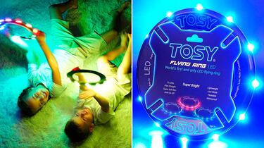 Dale un giro al juego de frisbee con este aro volador LED de colores