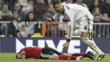 Ramos, tras la entrada a De Lucas que le costó la expulsión.